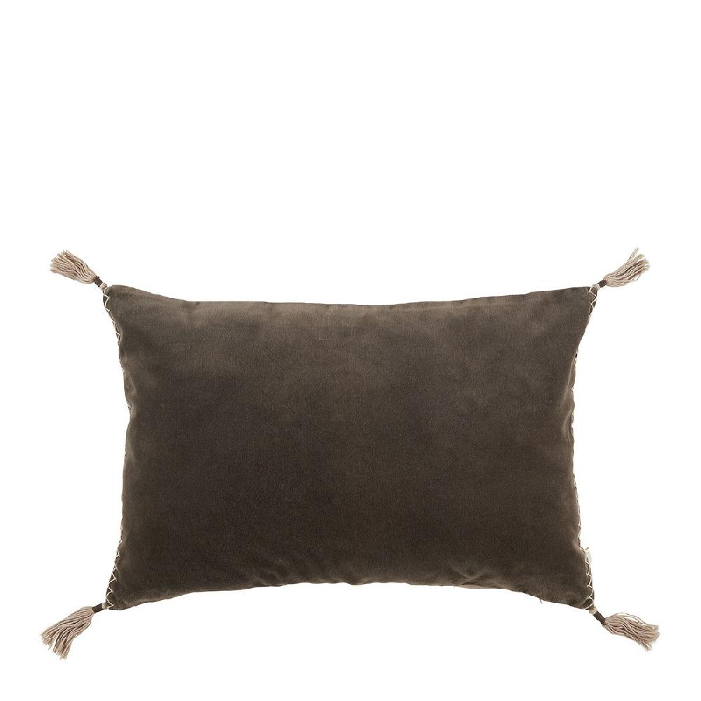 blanc d'ivoire Housse de coussin MATTÉO en velours de coton et lin - Gris charbon - 60 x 40 cm