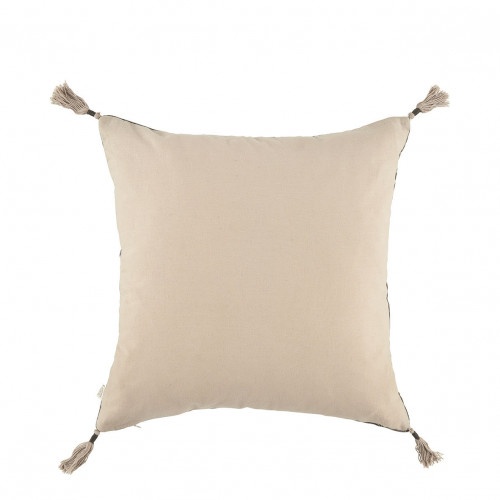 Blanc D'ivoire Housse De Coussin MATTÉO En Velours De Coton Et Lin - Gris Charbon - 50 X 50 Cm