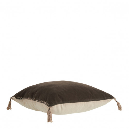 Blanc D'ivoire Housse De Coussin MATTÉO En Velours De Coton Et Lin - Gris Charbon - 30 X 40 Cm