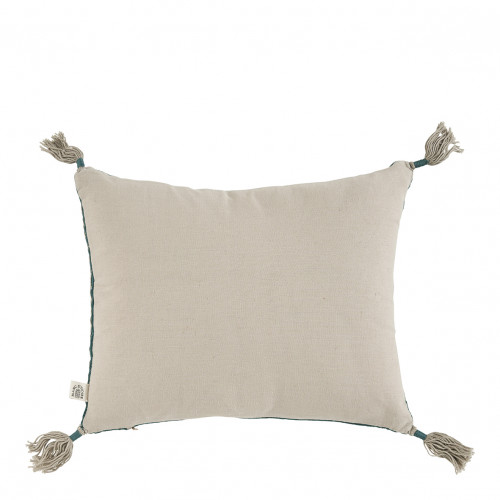 Blanc D'ivoire Housse De Coussin MATTÉO En Velours De Coton Et Lin - Pétrole - 30 X 40 Cm