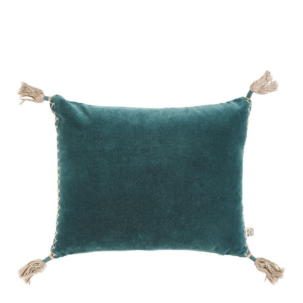 blanc d'ivoire Housse de coussin MATTÉO en velours de coton et lin - Pétrole - 30 x 40 cm