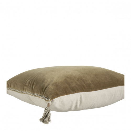 Blanc D'ivoire Housse De Coussin MATTÉO En Velours De Coton Et Lin - Taupe - 30 X 40 Cm