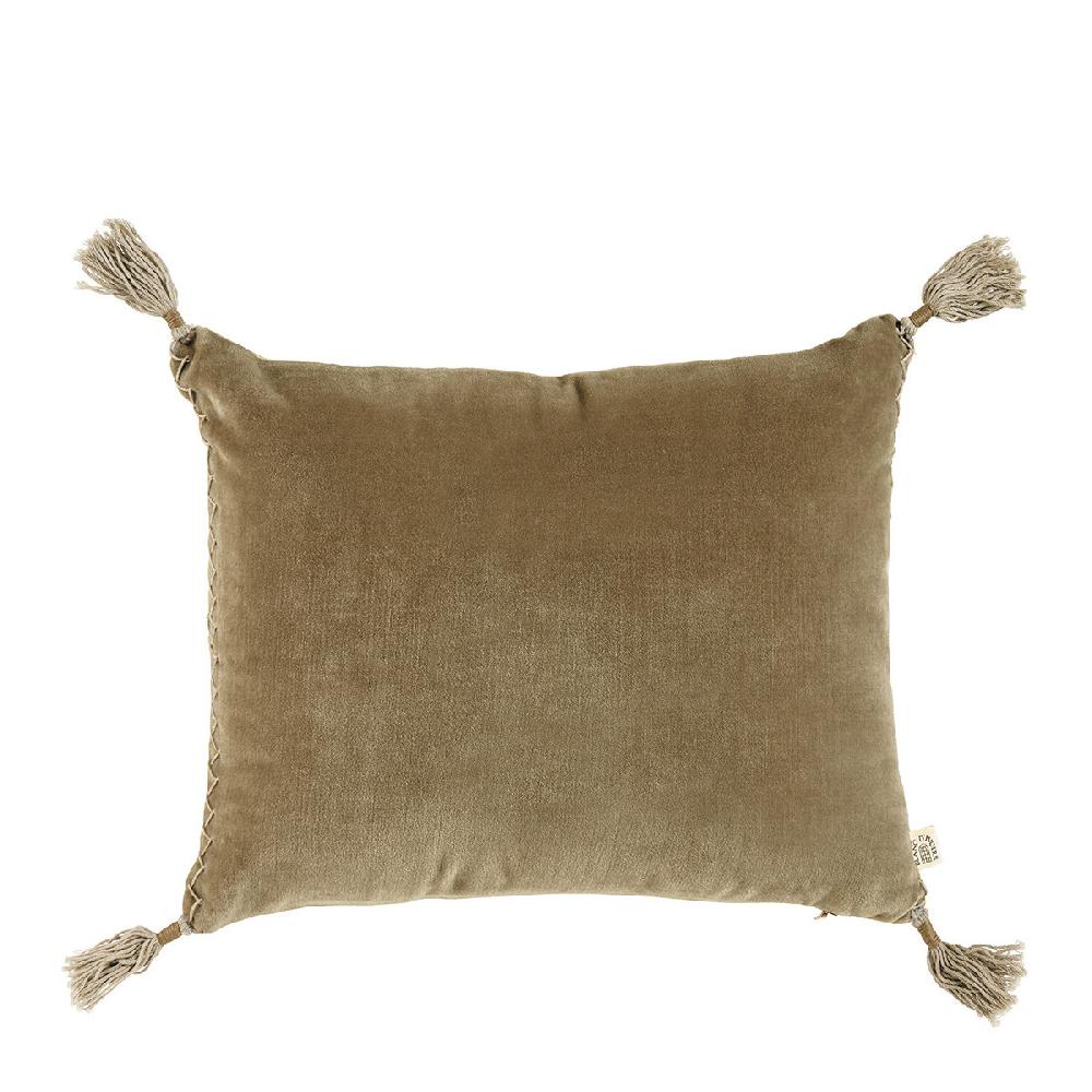 blanc d'ivoire Housse de coussin MATTÉO en velours de coton et lin - Taupe - 30 x 40 cm
