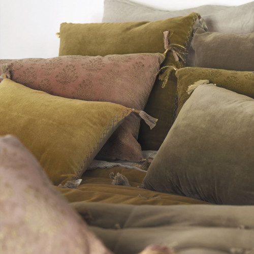 Blanc D'ivoire Housse De Coussin MATTÉO En Velours De Coton Et Lin - Safran - 50 X 50 Cm