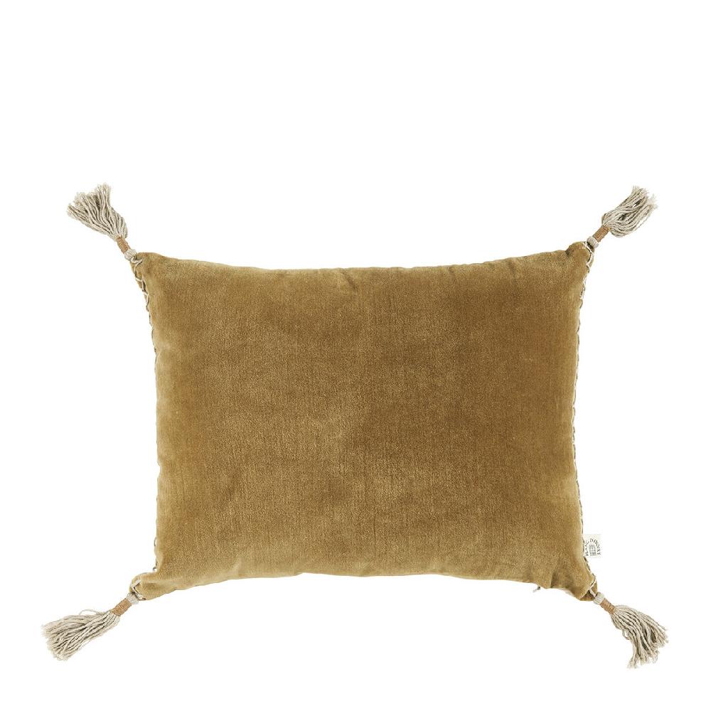 blanc d'ivoire Housse de coussin MATTÉO en velours de coton et lin - Bronze - 30 x 40 cm