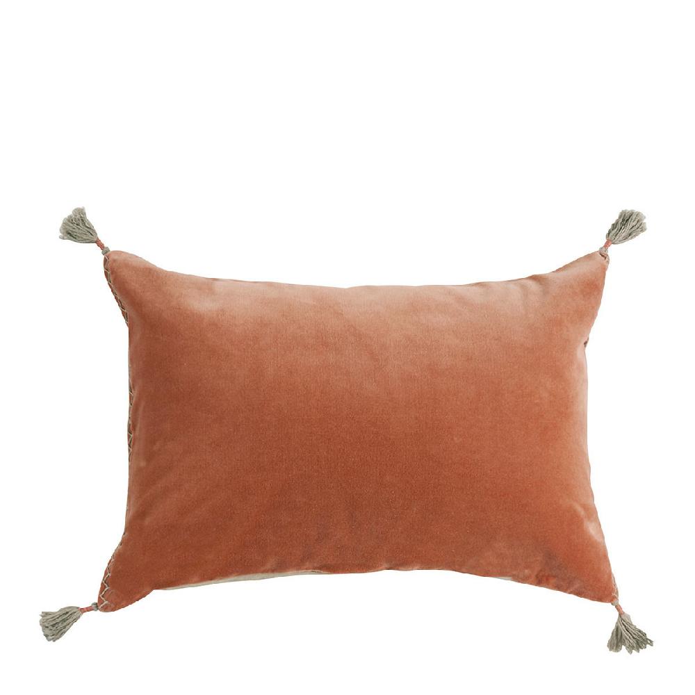 blanc d'ivoire Housse de coussin MATTÉO en velours de coton et lin - Blush - 60 x 40 cm