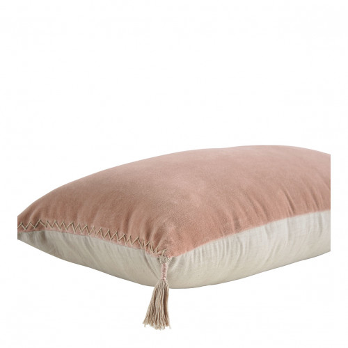 Blanc D'ivoire Housse De Coussin MATTÉO En Velours De Coton Et Lin - Rose - 60 X 40 Cm