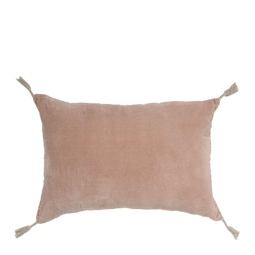blanc d'ivoire Housse de coussin MATTÉO en velours de coton et lin - Rose - 60 x 40 cm