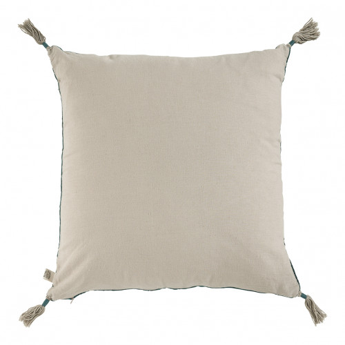 Blanc D'ivoire Housse De Coussin MATTÉO En Velours De Coton Et Lin - Pétrole - 50 X 50 Cm