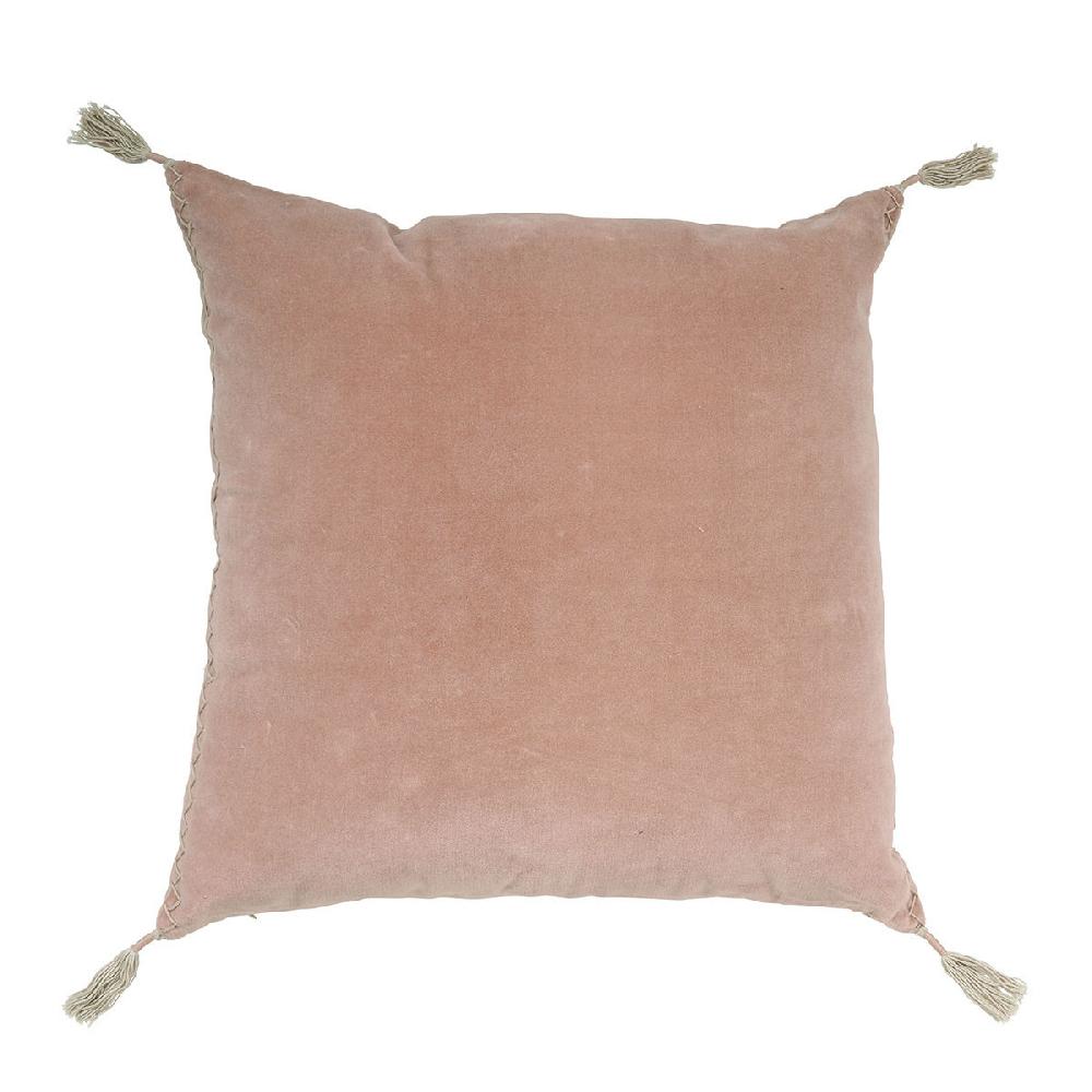 blanc d'ivoire Housse de coussin MATTÉO en velours de coton et lin - Rose - 50 x 50 cm