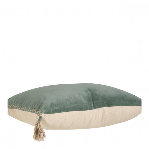 Blanc D'ivoire Housse De Coussin MATTÉO En Velours De Coton Et Lin - Céladon - 30 X 40 Cm