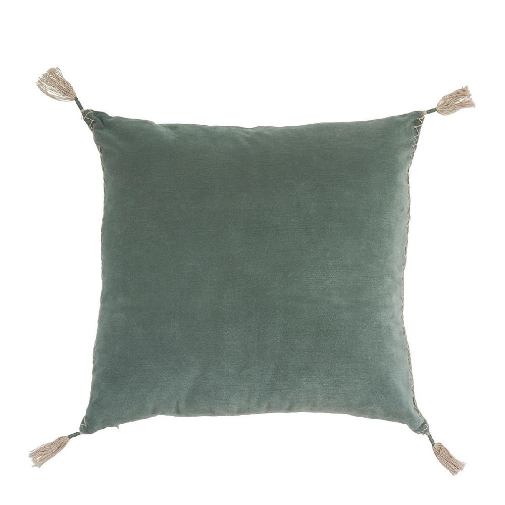 blanc d'ivoire Housse de coussin MATTÉO en velours de coton et lin - Céladon - 50 x 50 cm