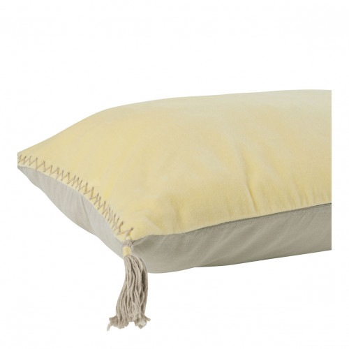 Blanc D'ivoire Housse De Coussin MATTÉO En Velours De Coton - Jaune Pastel - 60 X 40 Cm