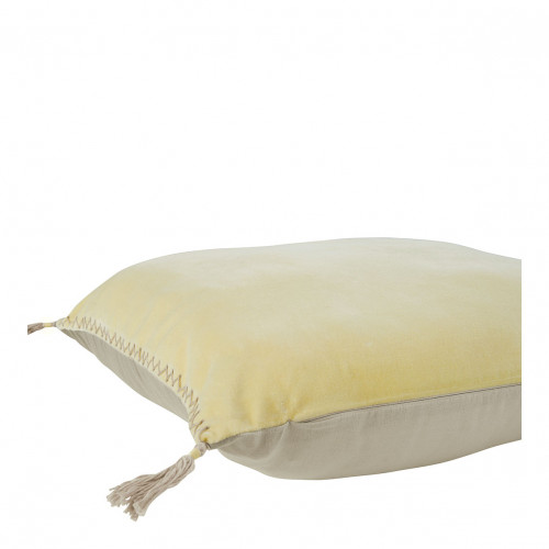 Blanc D'ivoire Housse De Coussin MATTÉO En Velours De Coton - Jaune Pastel - 50 X 50 Cm