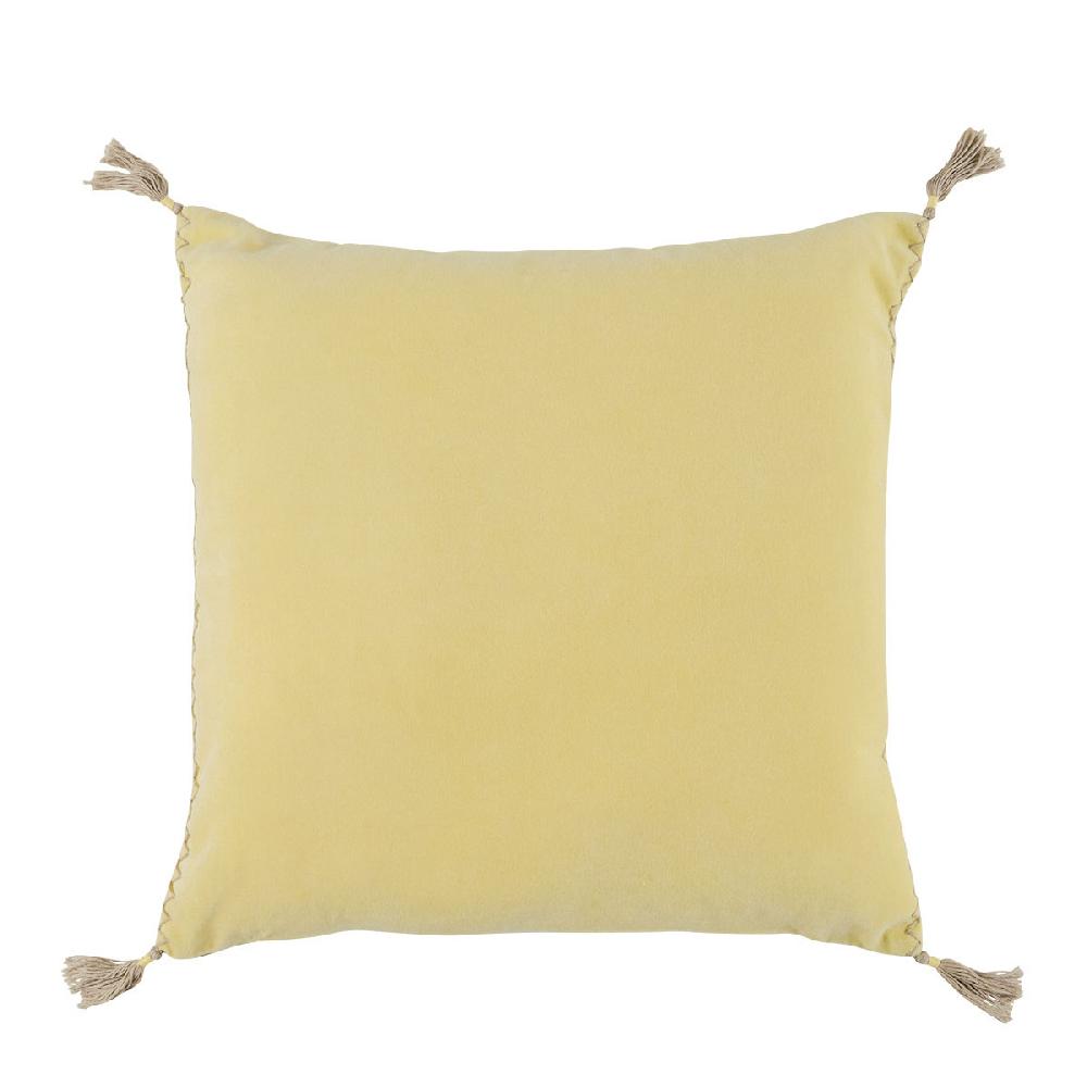 blanc d'ivoire Housse de coussin MATTÉO en velours de coton - Jaune pastel - 50 x 50 cm