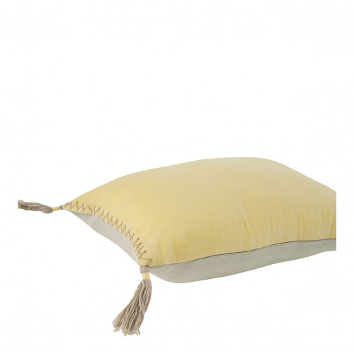 Blanc D'ivoire Housse De Coussin MATTÉO En Velours De Coton - Jaune Pastel - 30 X 40 Cm