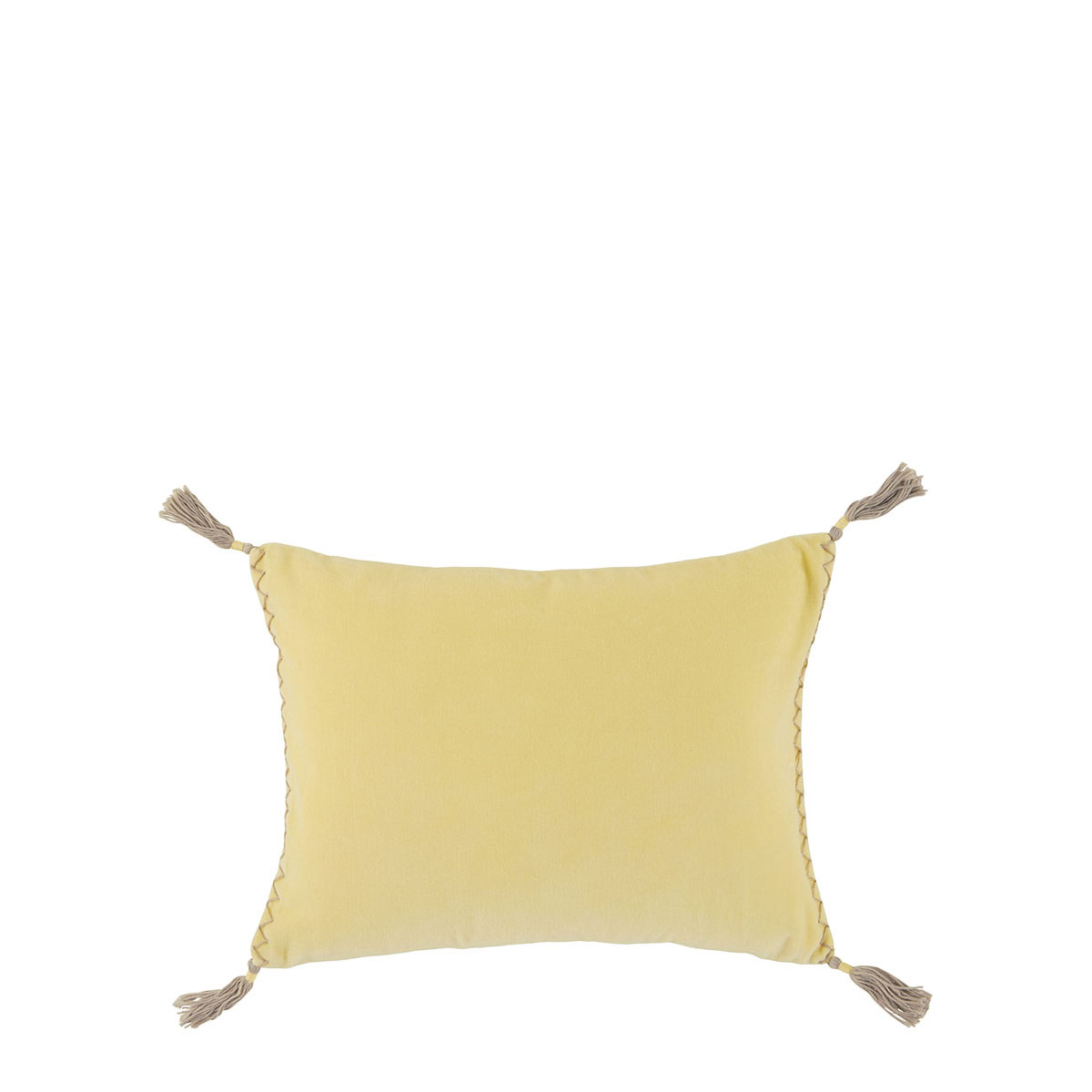 blanc d'ivoire Housse de coussin MATTÉO en velours de coton - Jaune pastel - 30 x 40 cm