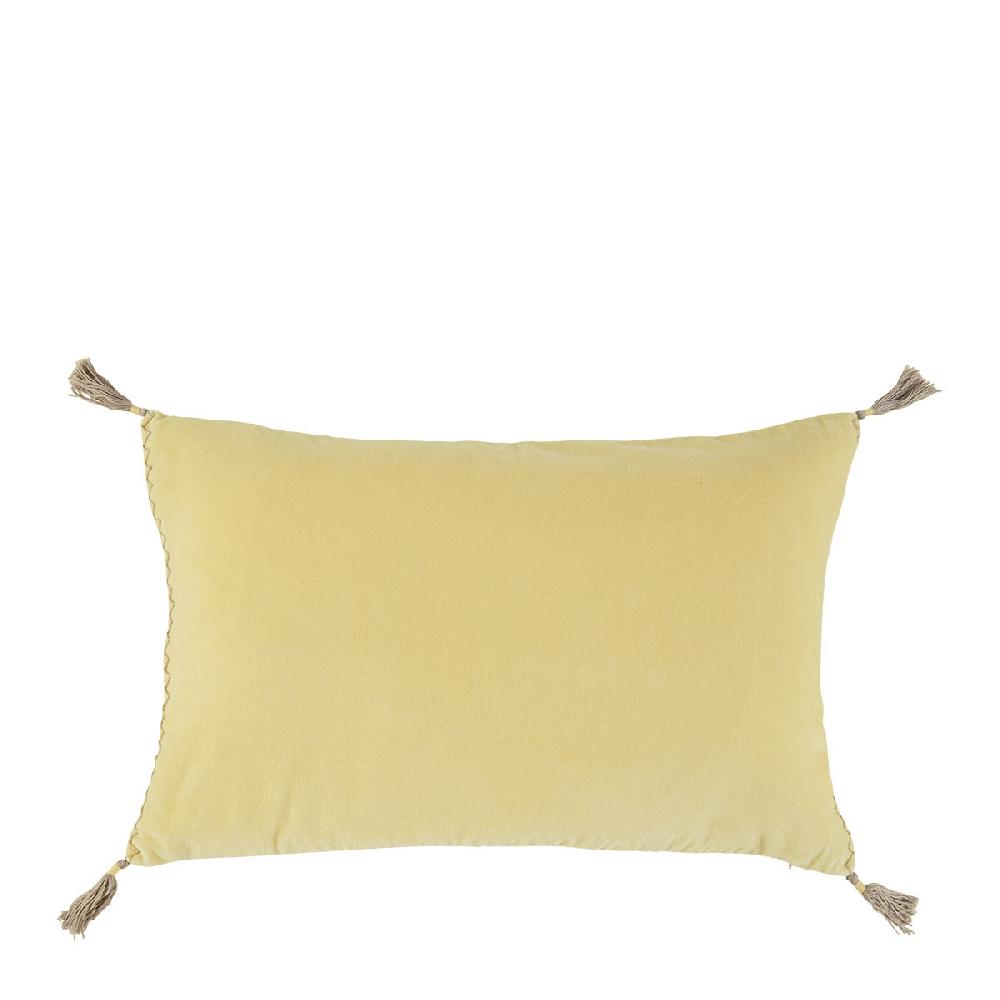 blanc d'ivoire Housse de coussin MATTÉO en velours de coton - Jaune pastel - 60 x 40 cm