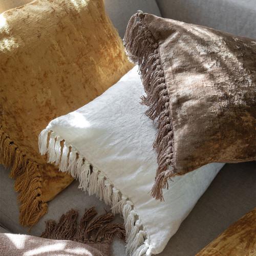 Blanc D'ivoire Housse De Coussin PAULA En Velours Irisé - Blanc - 50 X 50 Cm