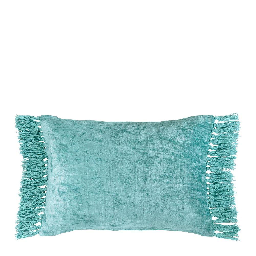 blanc d'ivoire Housse de coussin PAULA en velours irisé - Bleu aqua - 60 x 40 cm