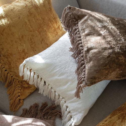Blanc D'ivoire Housse De Coussin PAULA En Velours Irisé - Bronze - 50 X 50 Cm