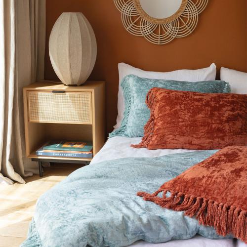 Blanc D'ivoire Housse De Coussin PAULA En Velours Irisé - Orange Brûlé - 50 X 50 Cm