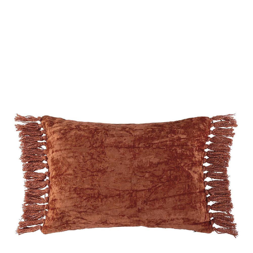 blanc d'ivoire Housse de coussin PAULA en velours irisé - Orange brûlé - 60 x 40 cm