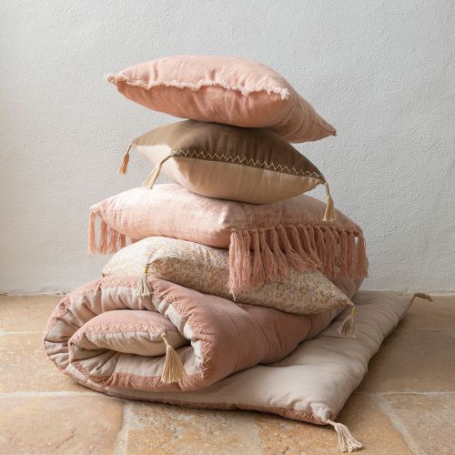 Blanc D'ivoire Housse De Coussin PAULA En Velours Irisé - Rose - 50 X 50 Cm