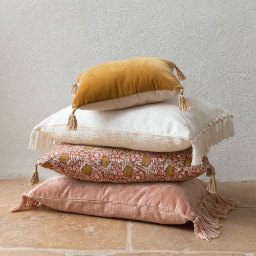 Blanc D'ivoire Housse De Coussin PAULA En Velours Irisé - Rose - 60 X 40 Cm