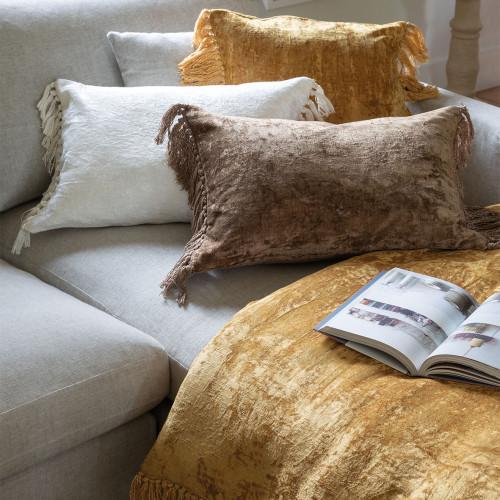 Blanc D'ivoire Housse De Coussin PAULA En Velours Irisé - Taupe - 60 X 40 Cm