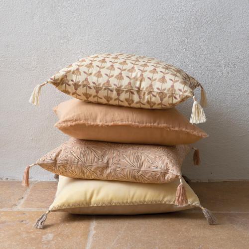 Blanc D'ivoire Housse De Coussin SOLINA En Coton - Rose - 50 X 50 Cm