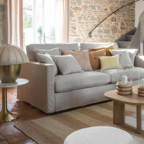 blanc D'ivoire Housse De Coussin SOLINA En Coton - Rose - 60 X 40 Cm