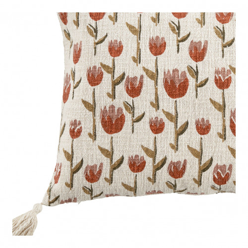 Blanc D'ivoire Housse De Coussin TULIPE En Polycoton - 50 X 50 Cm