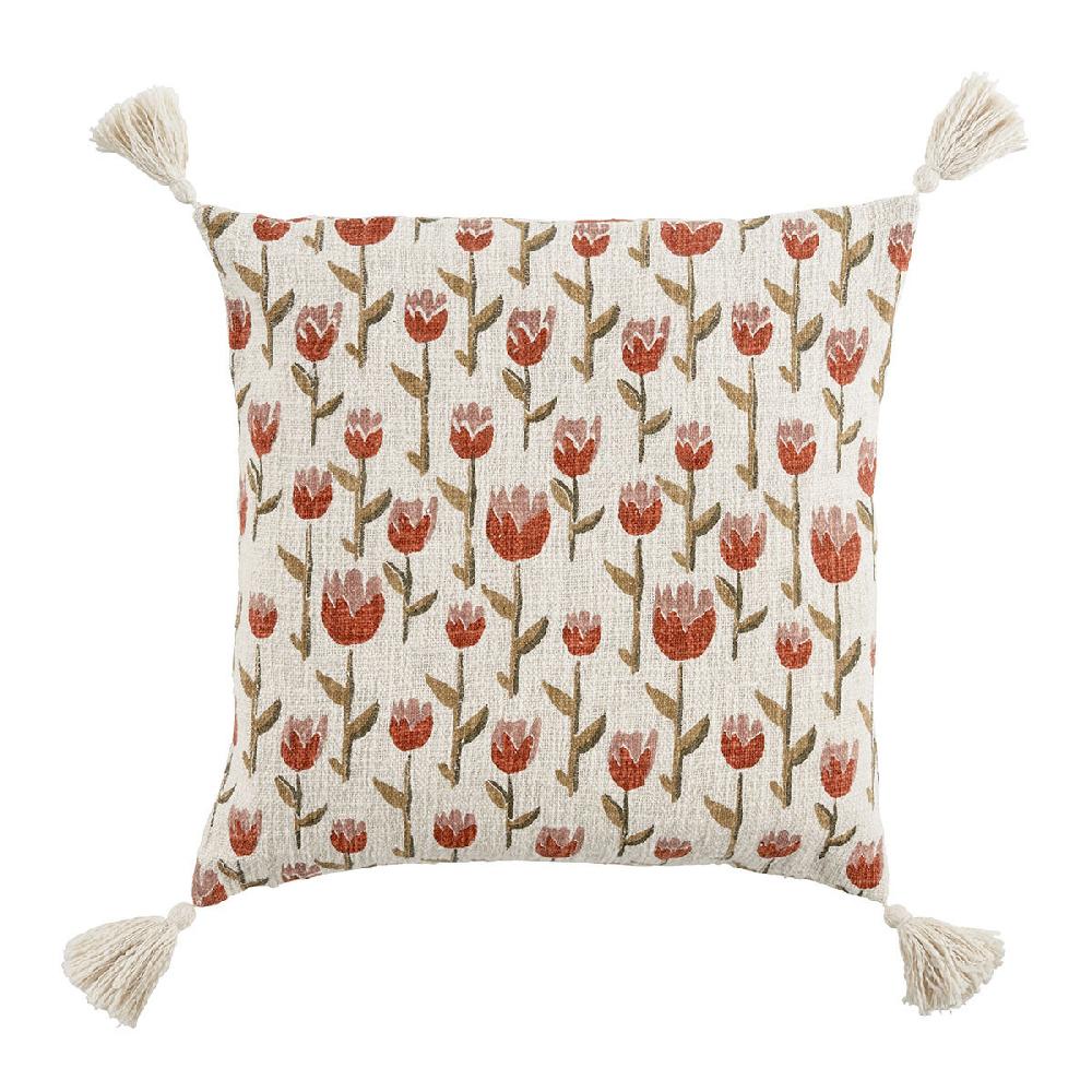 blanc d'ivoire Housse de coussin TULIPE en polycoton - 50 x 50 cm