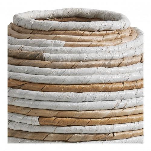 Blanc D'ivoire Jarre Décorative GOA En Abaca - Naturel Et Blanc