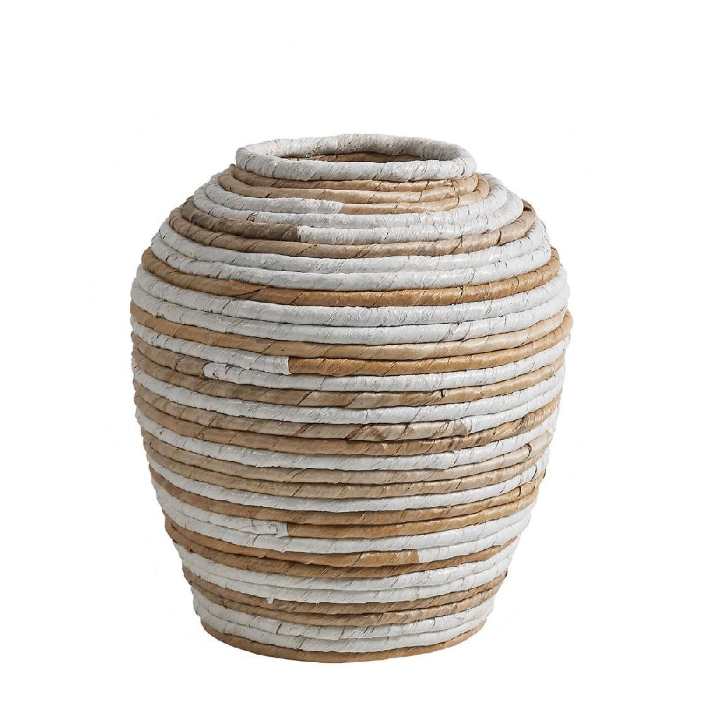 blanc d'ivoire Jarre décorative GOA en abaca - Naturel et blanc