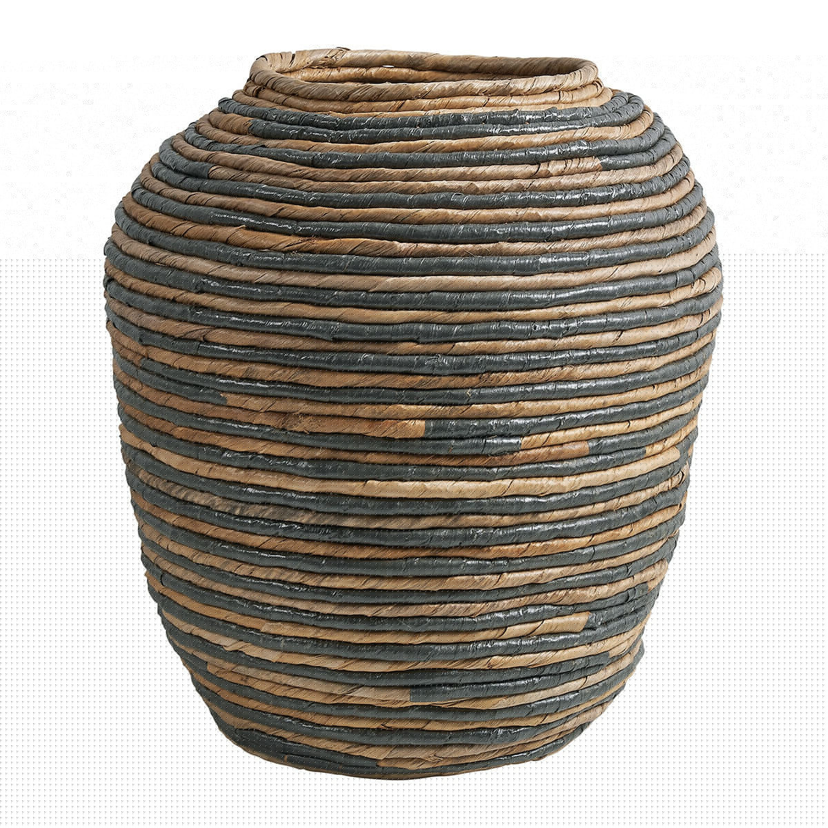 blanc d'ivoire Jarre décorative GOA en abaca - Naturel et bleu