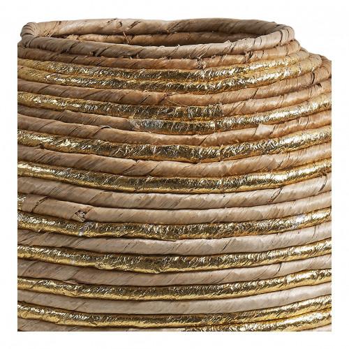 Blanc D'ivoire Jarre Décorative GOA En Abaca - Naturel Et Doré