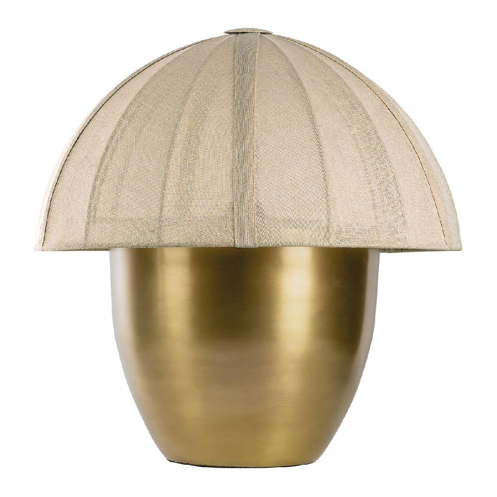 blanc d'ivoire Lampe HÉLOÏSE en métal doré - Abat-jour en tissu crème - Grand modèle - ø 48 x 50 cm