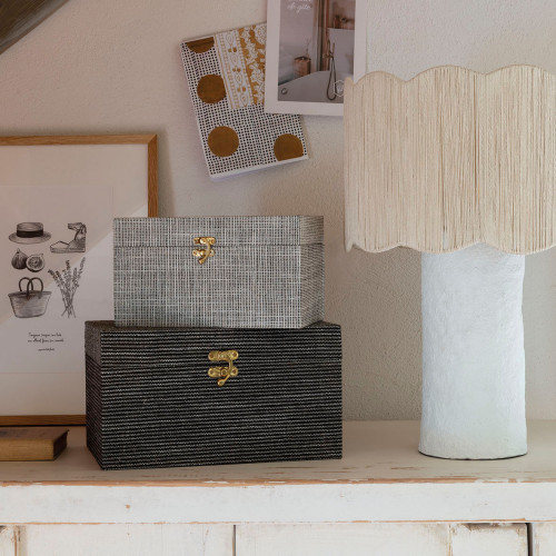 Blanc D'ivoire Lampe LÉO En Papier Mâché - Abat-jour En Jute - ø 32 5 X 46 Cm