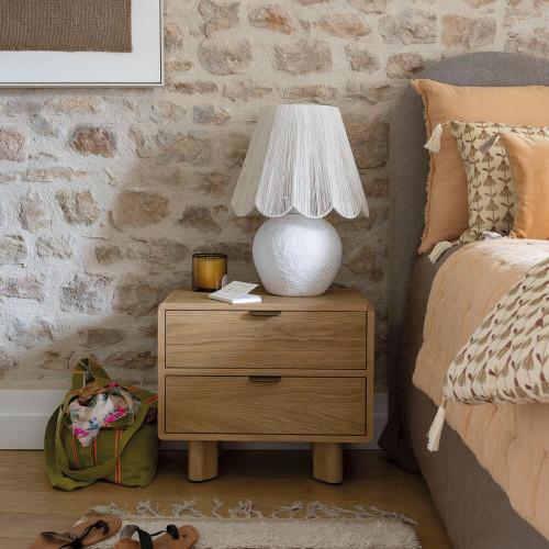 Blanc D'ivoire Lampe NORA En Papier Mâché - Abat-jour En Jute - ø 38 X 52 Cm