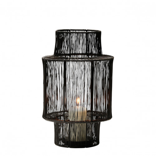 Blanc D'ivoire Lanterne ARIANE En Métal Noir - Petit Modèle - H. 36 Cm