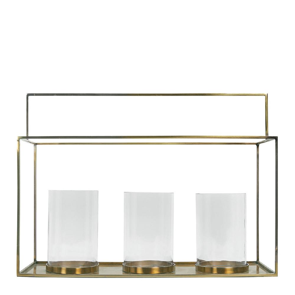 blanc d'ivoire Lanterne HECTOR 3 verres en métal finition laiton