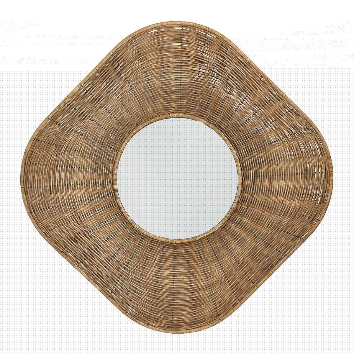 blanc d'ivoire Miroir ISIS en rotin et métal - H. 100 cm