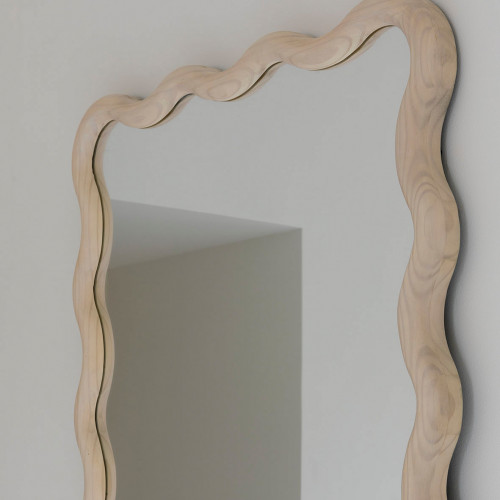 Blanc D'ivoire Miroir LUMIA En Bois Blanchi - H. 100 Cm