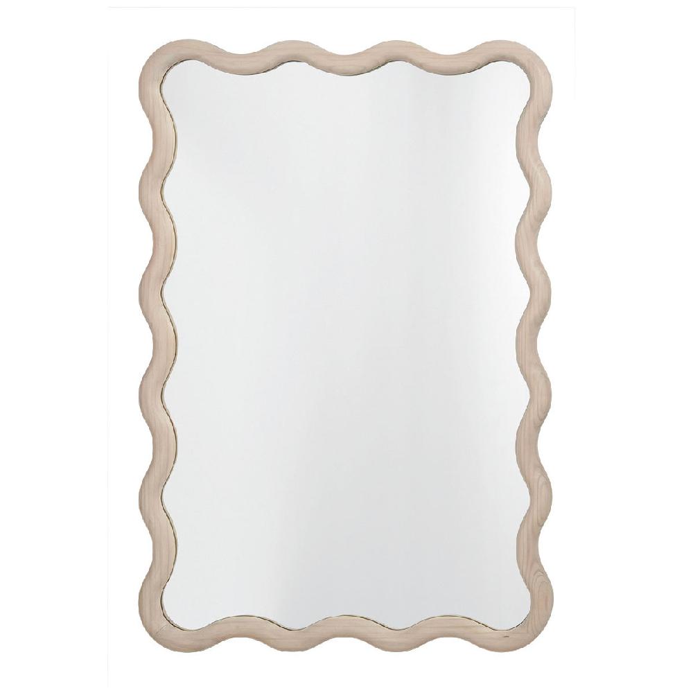 blanc d'ivoire Miroir LUMIA en bois blanchi - H. 100 cm