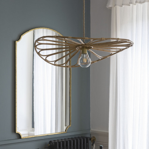Blanc D'ivoire Miroir MARGAUX En Métal Doré Vieilli - H. 120 Cm