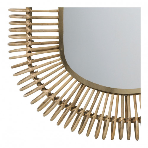 Blanc D'ivoire Miroir SALOMÉ Ovale En Rotin Et Métal - Grand Modèle - H. 105 Cm