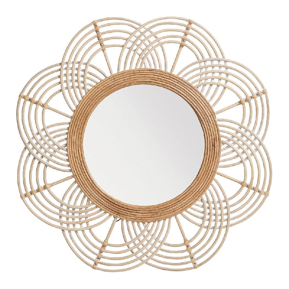 blanc d'ivoire Miroir SOLEDAD rond en rotin - ø 61 cm