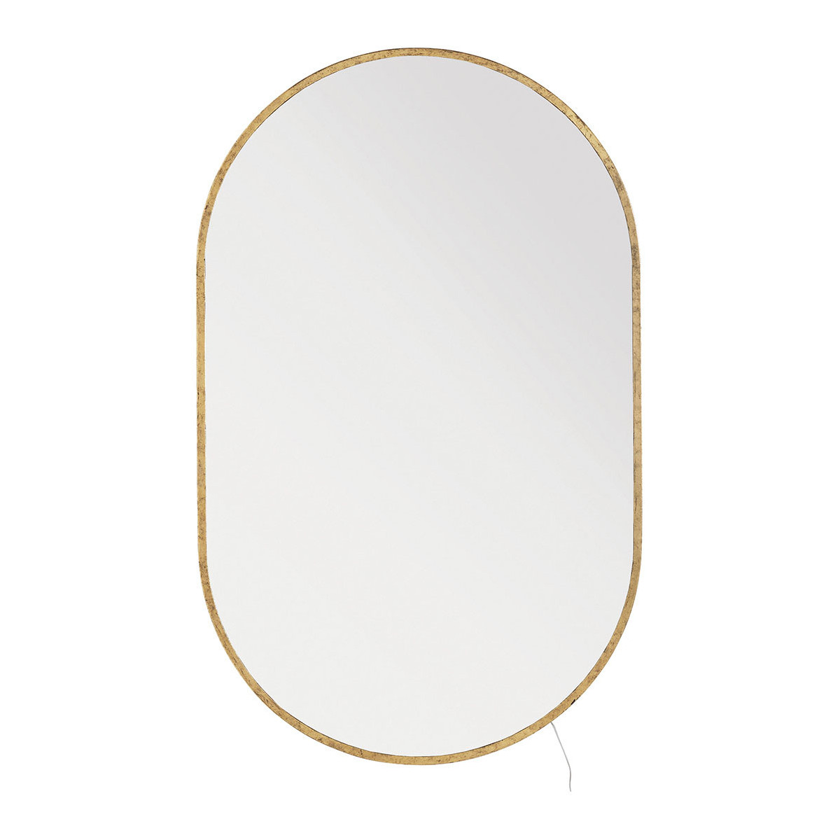 blanc d'ivoire Miroir VICTORIA ovale lumineux en métal finition laiton - H. 104 cm